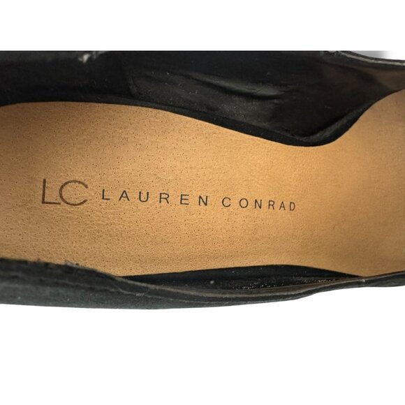 LC Lauren Conrad 5"Heels Stiletto Size 8 Black Faux Suede Platform Pumps Johanna - Picture 4 of 10